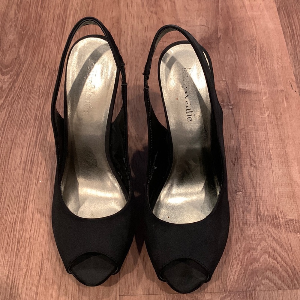 Kelly & Katie Black Peep Toe Slingback Heels